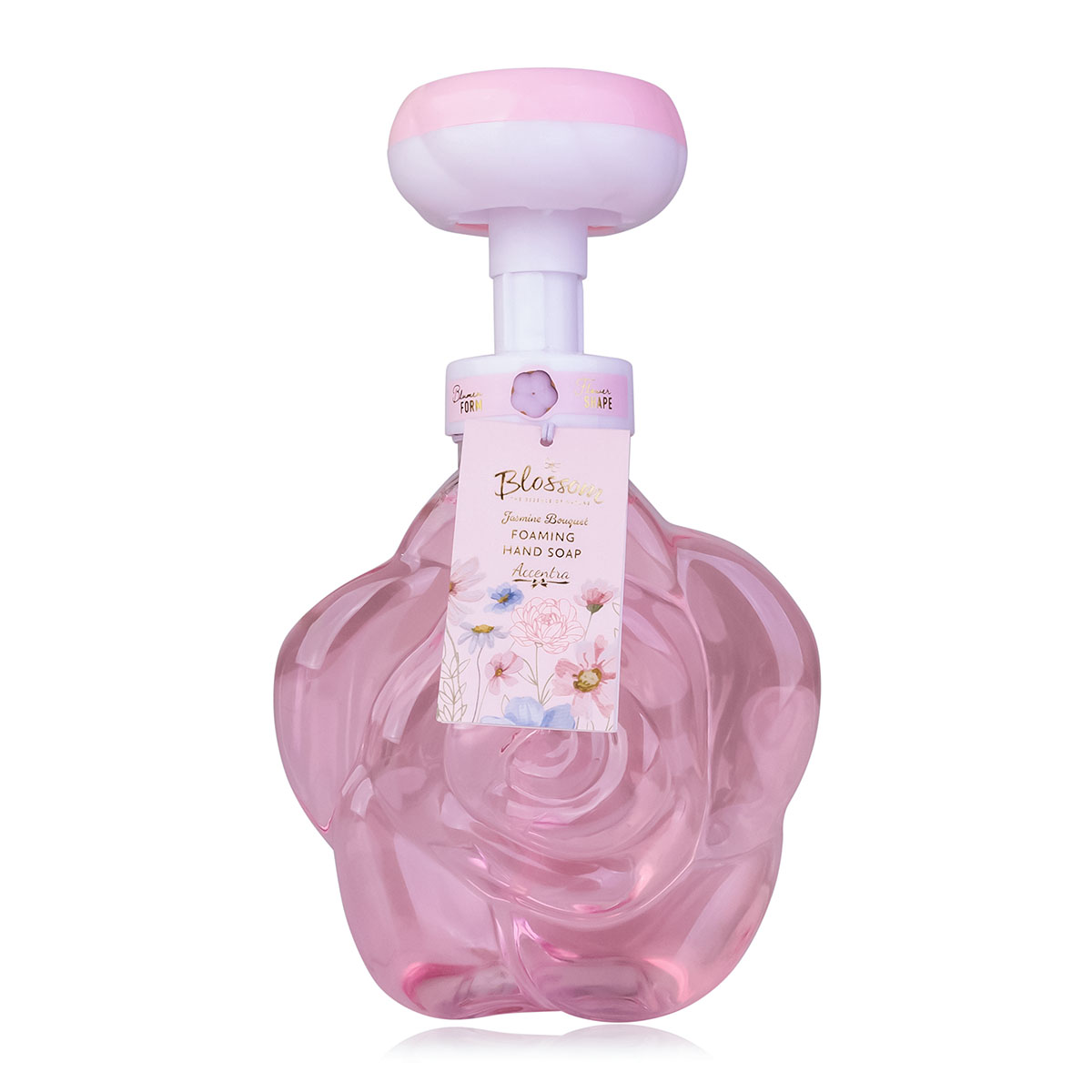 Handseife BLOSSOM in Spender mit Schaumpumpe (Blume), 500ml, Duft: Jasmine Blossom, Farbe: rosa/gold, VE 6