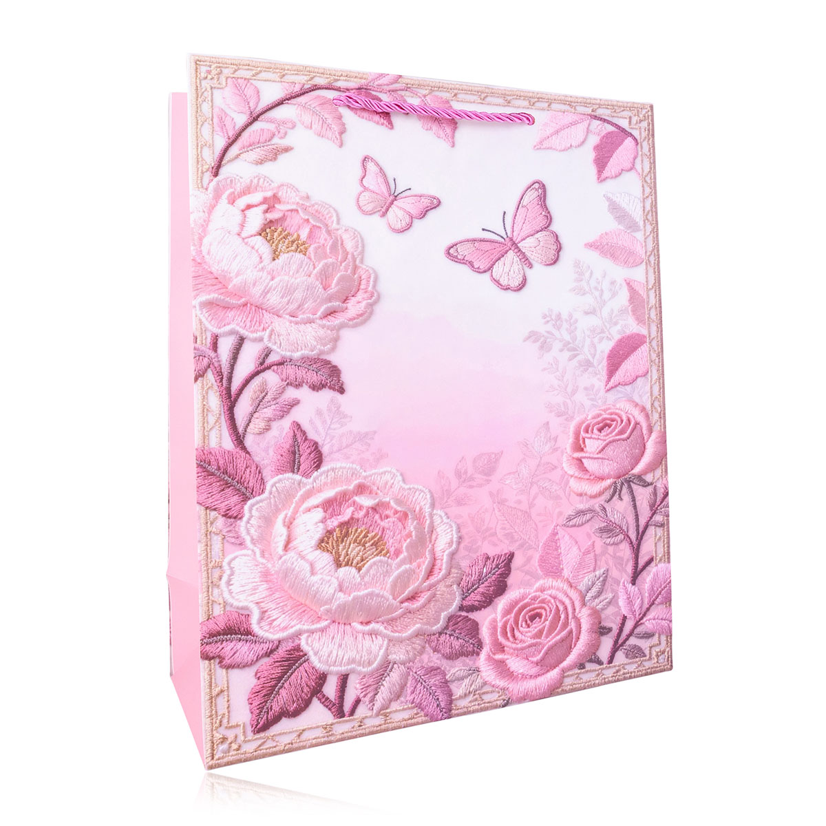 Geschenktasche BLUMEN PINK L