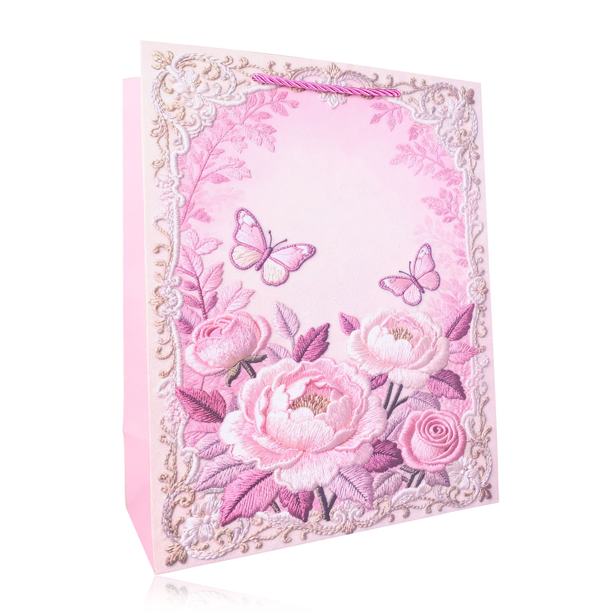 Geschenktasche BLUMEN PINK L
