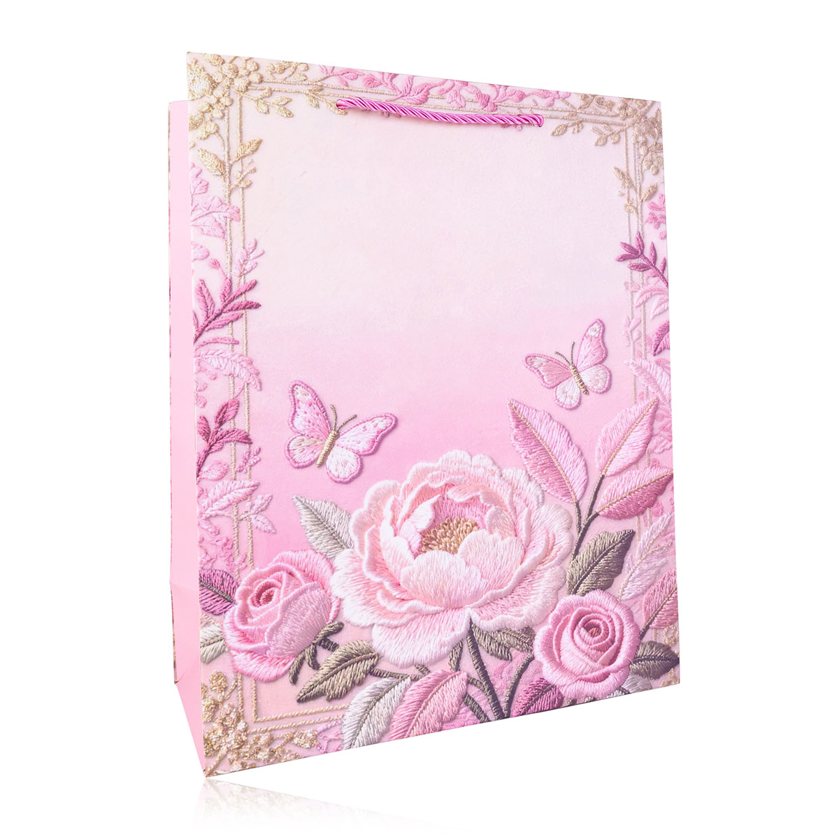 Geschenktasche BLUMEN PINK L