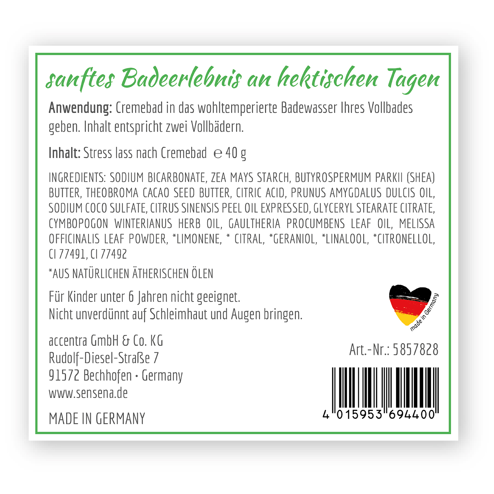 Cremebad "Stress lass nach" sensena