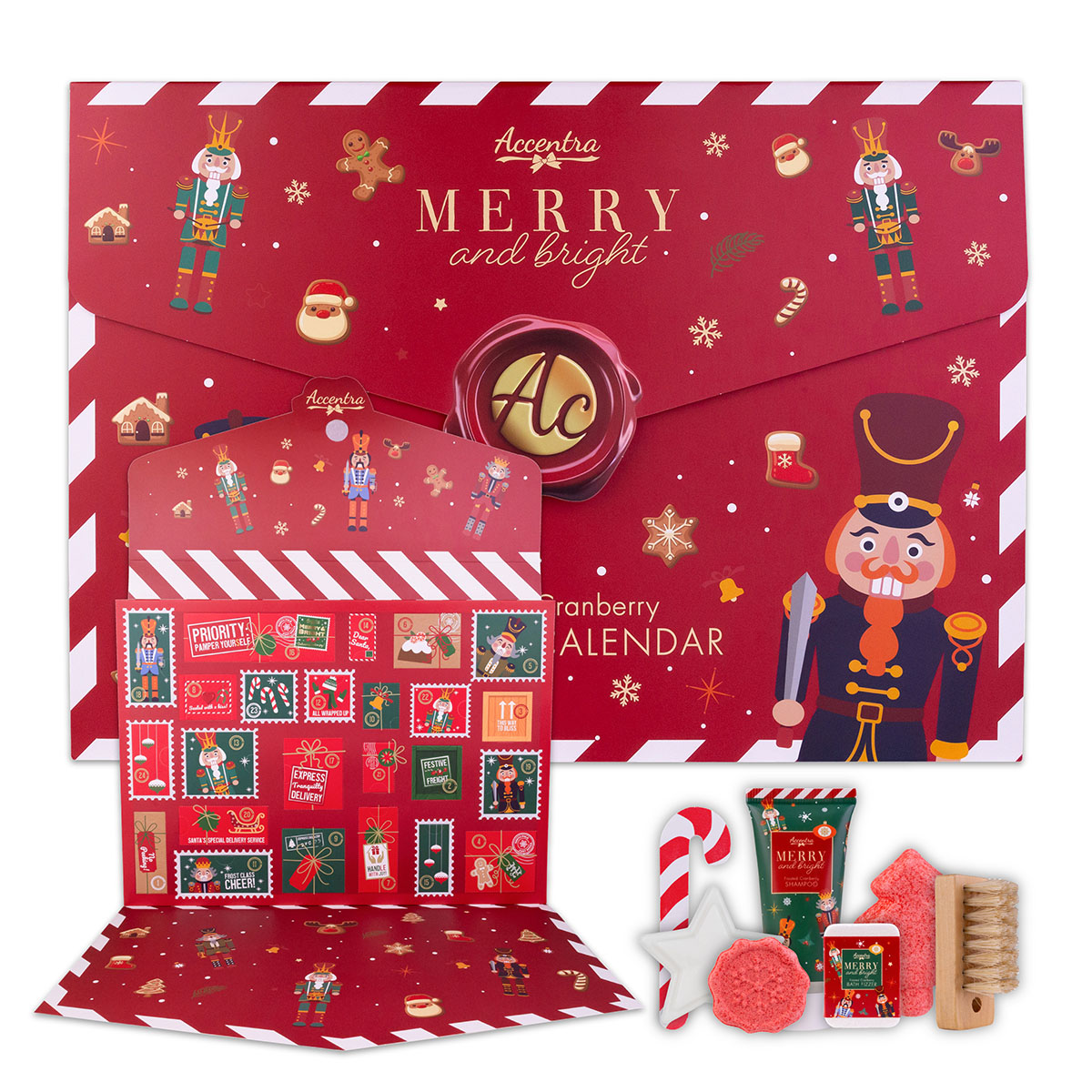 Advent calendar MERRY &amp; BRIGHT in folding box (envelope), incl. 24 surprises, size: 47 * 4.5 * 34cm, PU 6