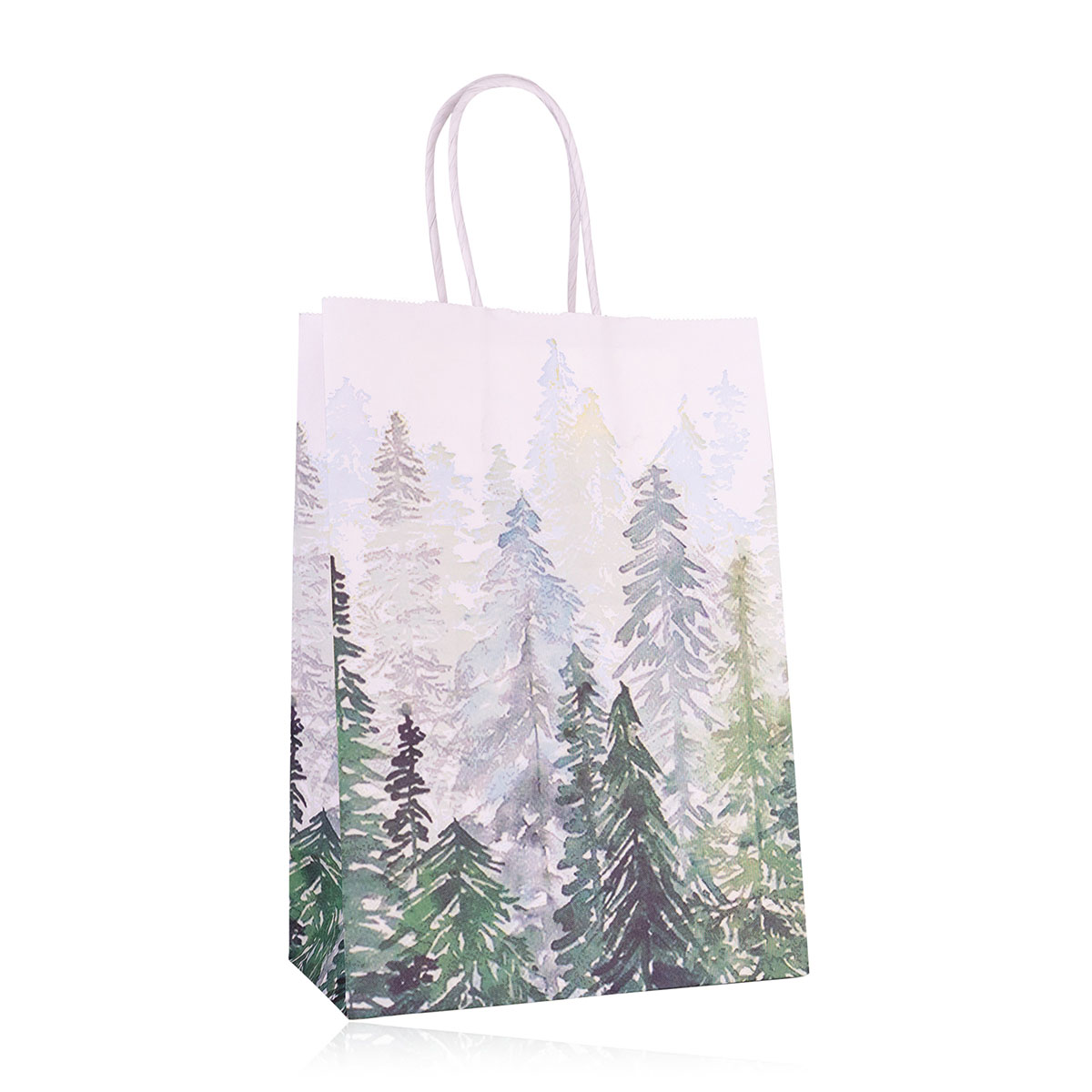 Geschenktasche aus Papier TANNENBÄUME XS