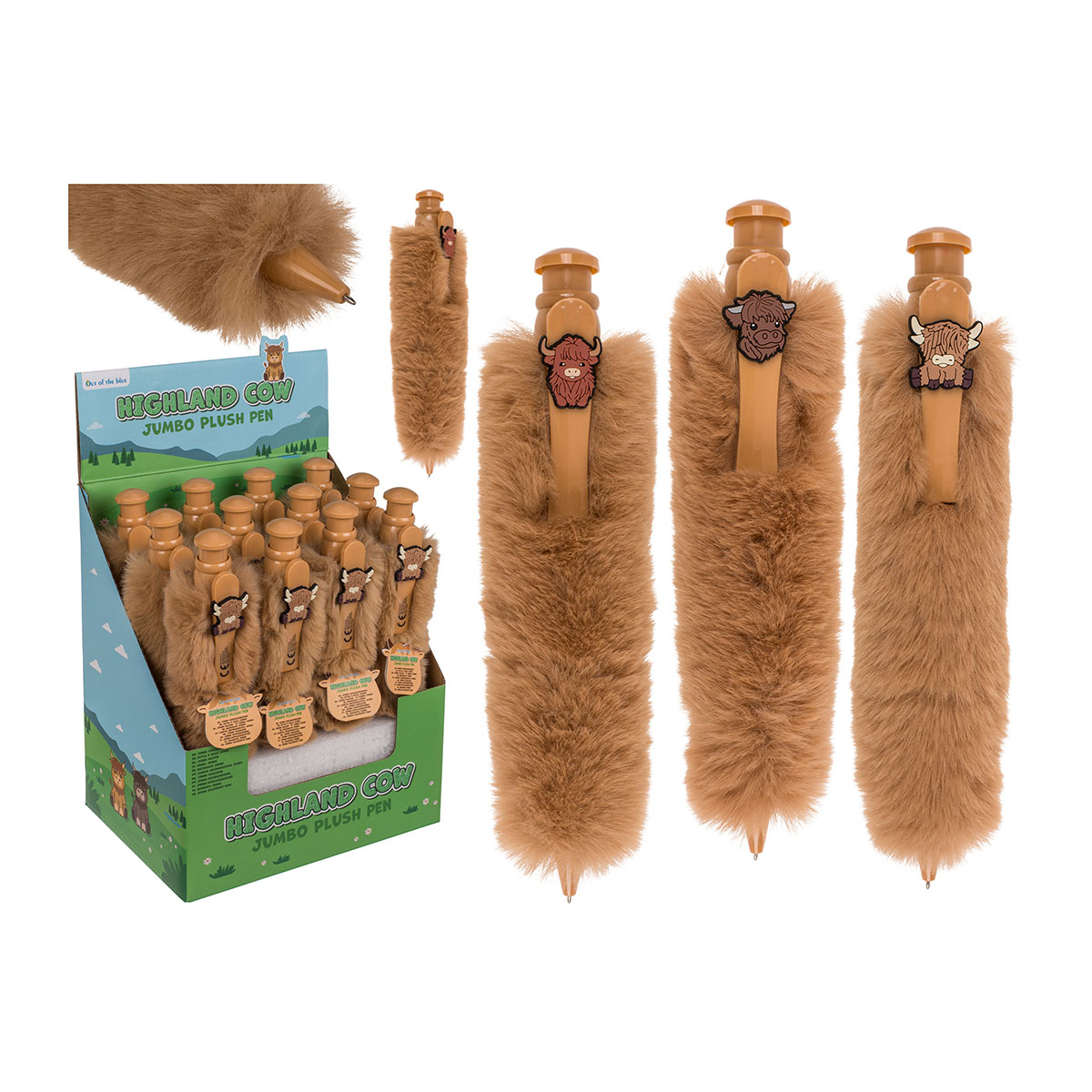 Jumbo Kugelschreiber mit Plüschbezug Highland Cow
