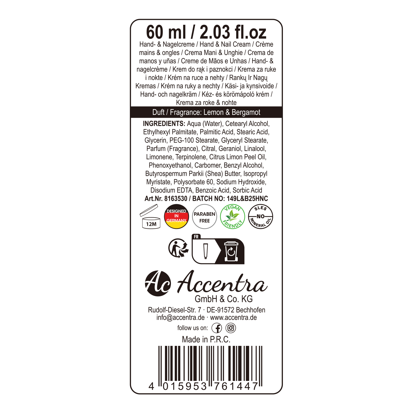 Handcreme ESSENTIAL BOTANICALS 