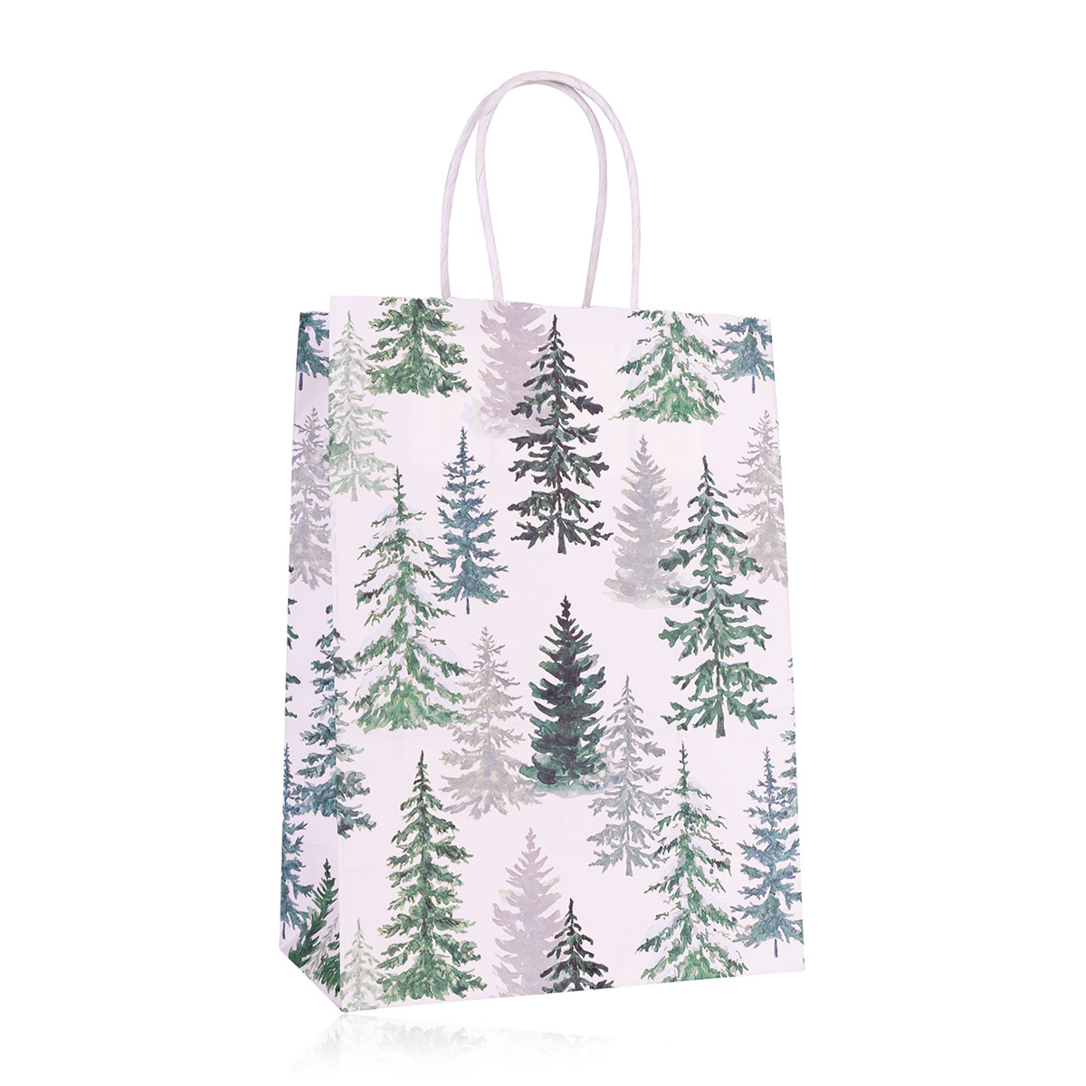Geschenktasche aus Papier TANNENBÄUME XS