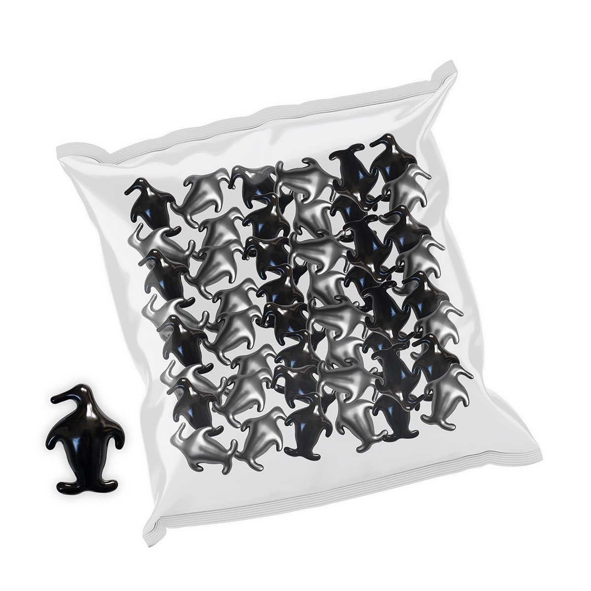 Bath pearl penguin, col.: black/silver, fragrance: ice, PU 50/400/3200