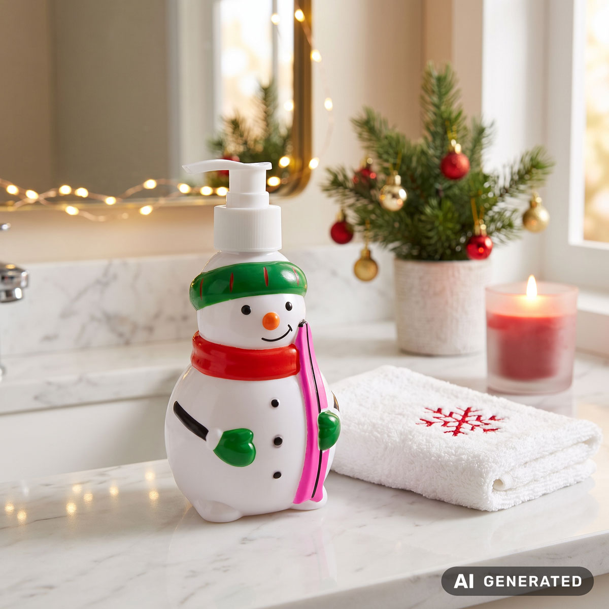 Seifenspender Schneemann mit Handseife SNOWMAN 