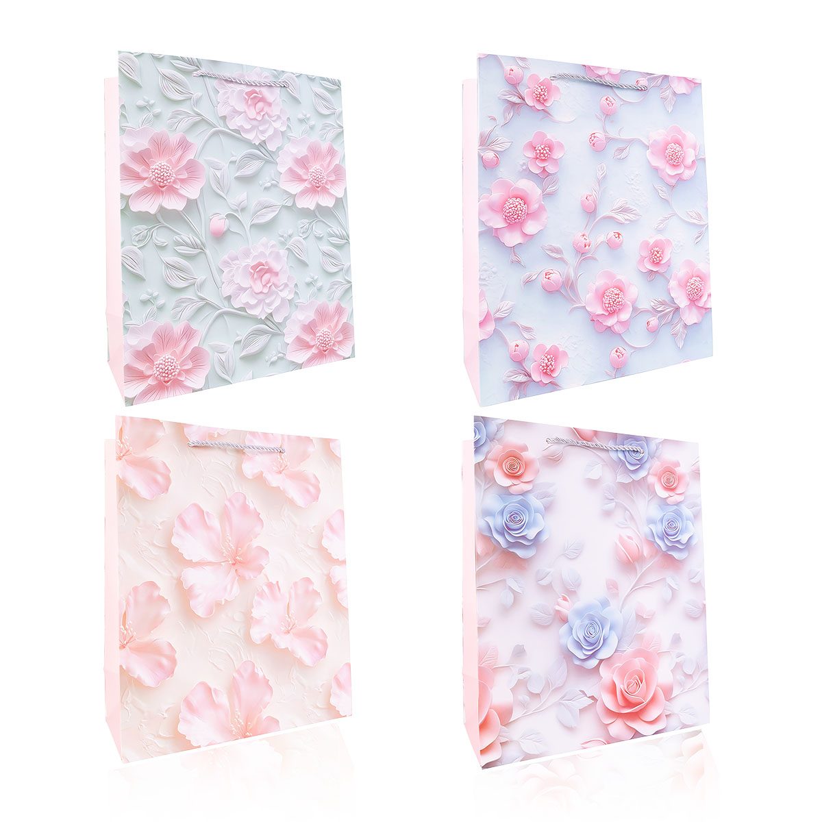 Geschenktasche BLUMEN PASTELL L