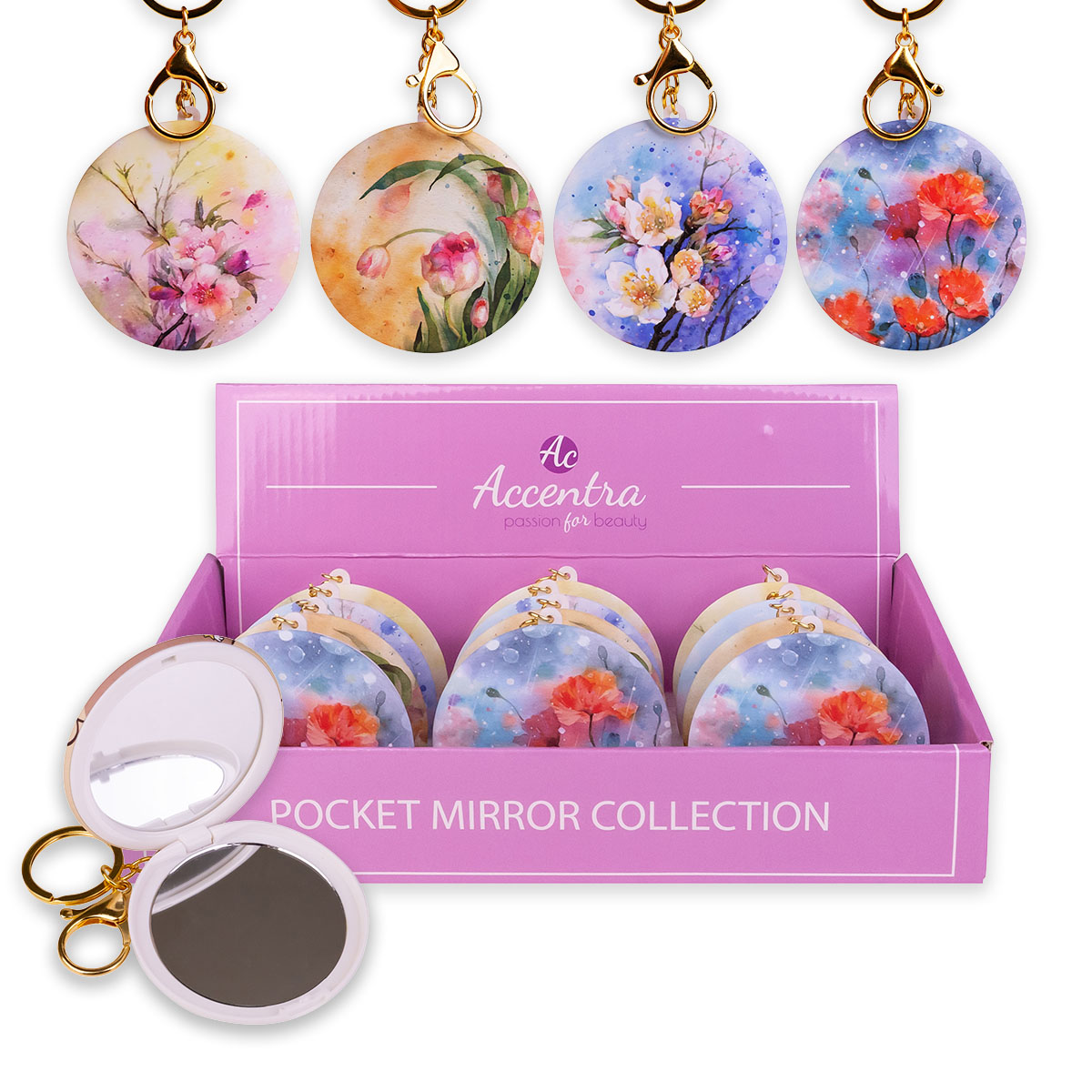 Taschenspiegel, mit Blumenprint 