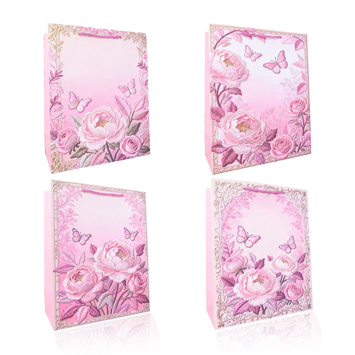 Geschenktasche BLUMEN PINK L