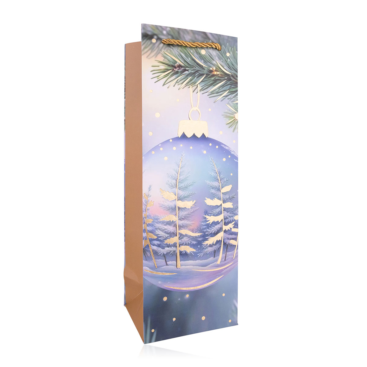 Geschenktasche XMAS BLUE/GOLD für Flaschen