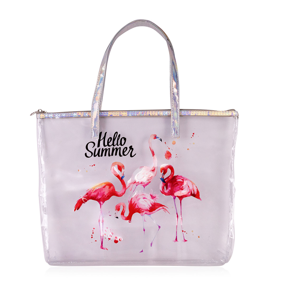 Strandtasche transpaarent mit tropischem Print