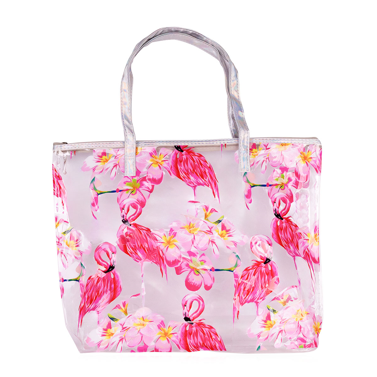 Strandtasche transpaarent mit tropischem Print