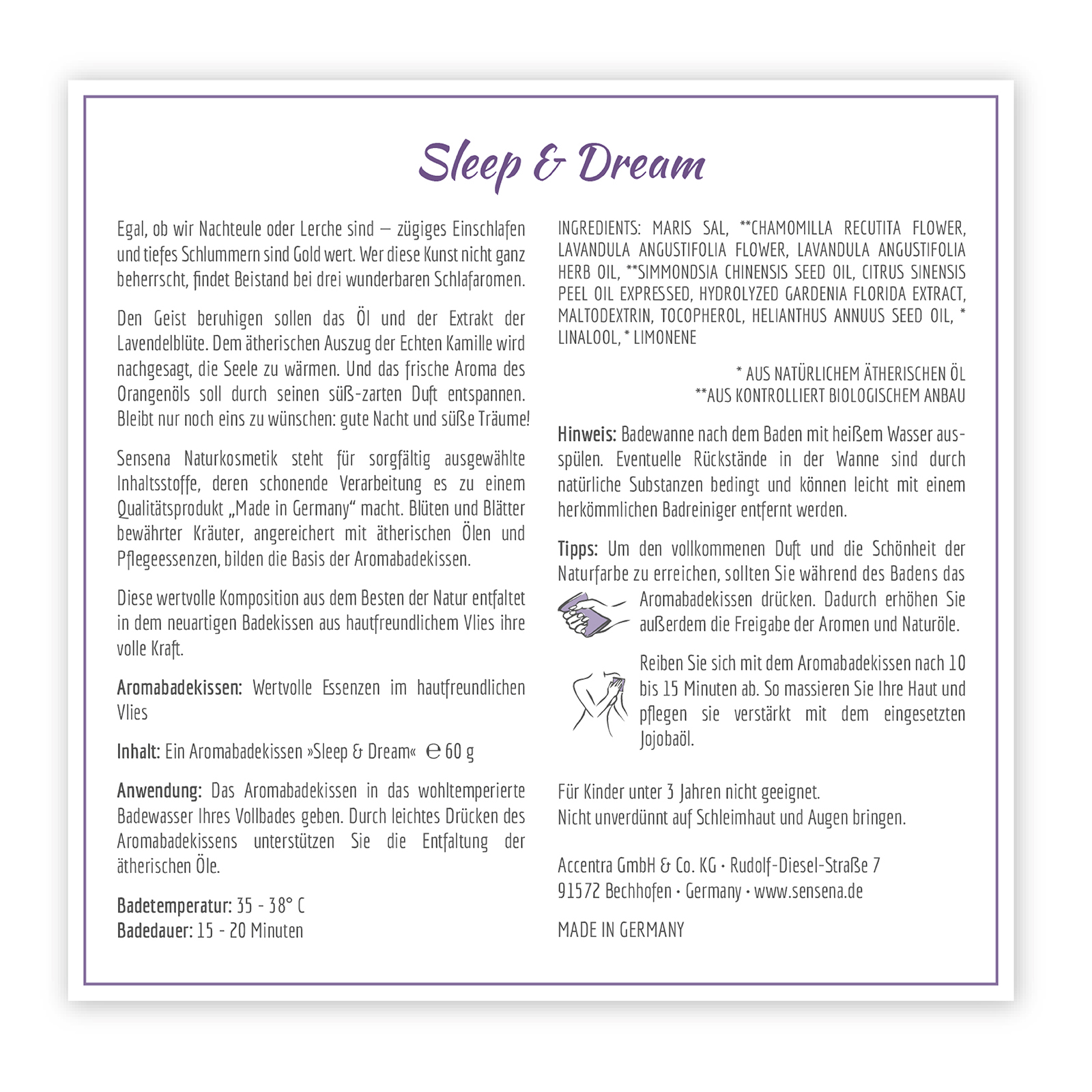 sensena aroma bath pillow "Sleep and Dream"