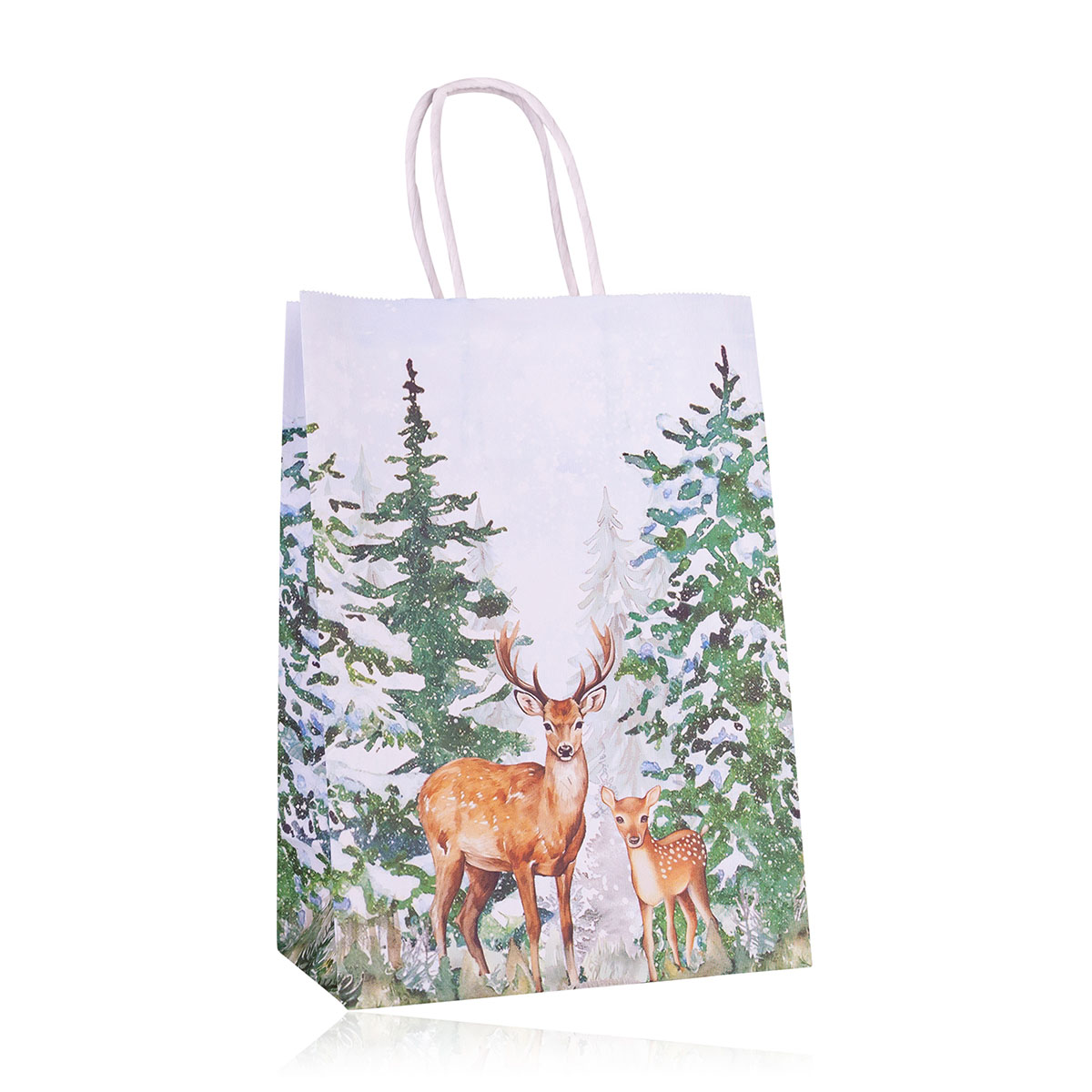 Geschenktasche aus Papier TANNENBÄUME XS