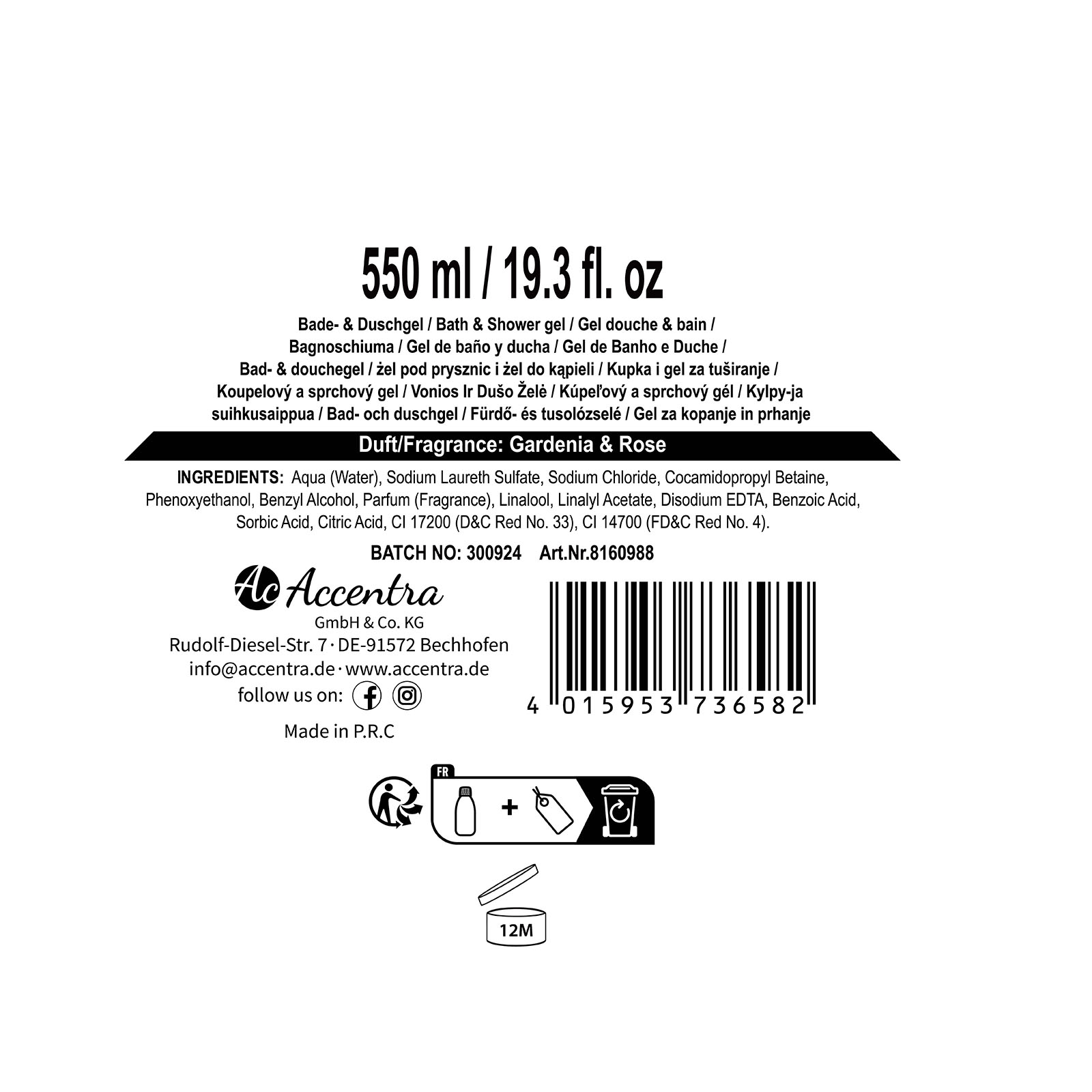 Bath &amp; shower gel BELLE SPA 