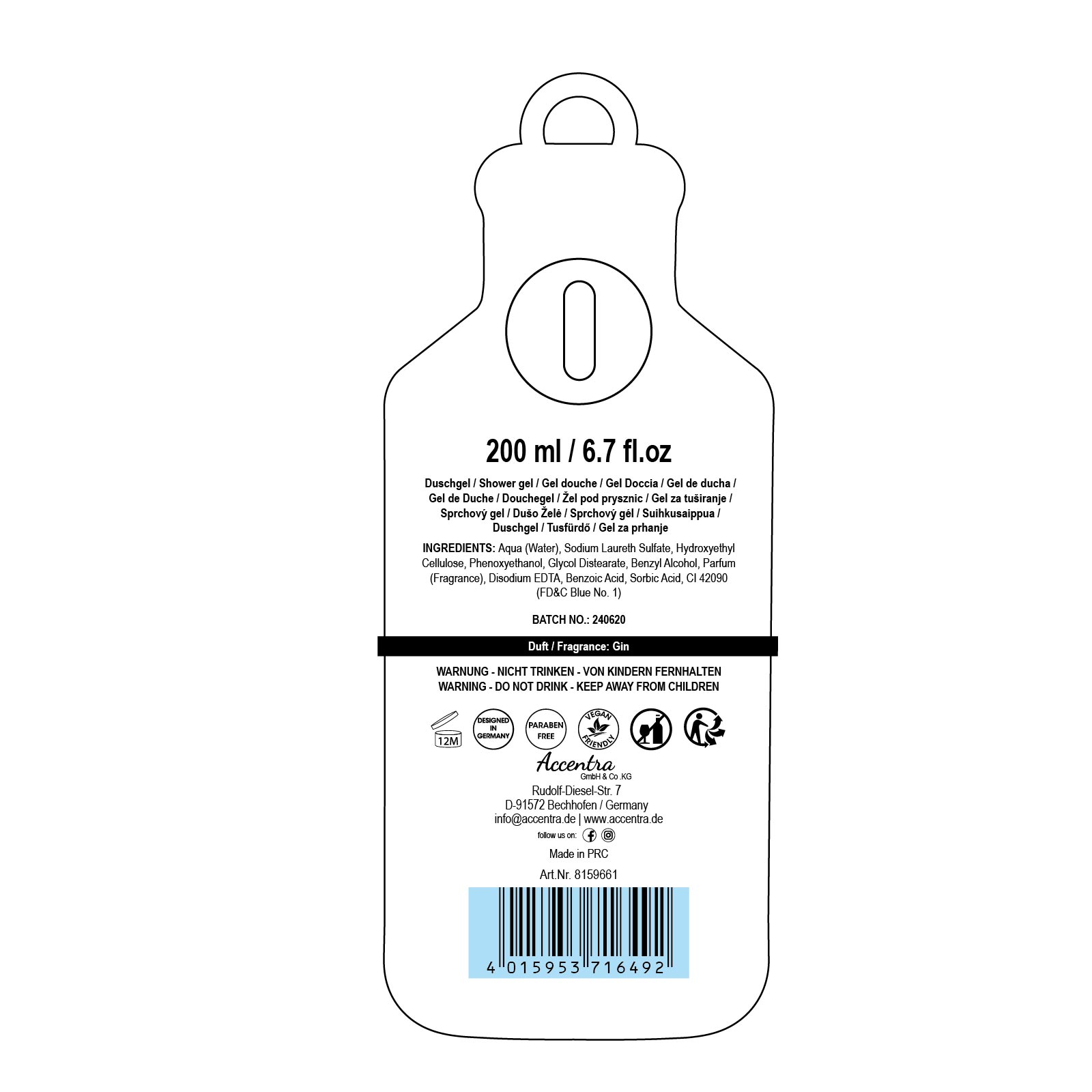 Maxi shower gel for men GIN FLAVOR