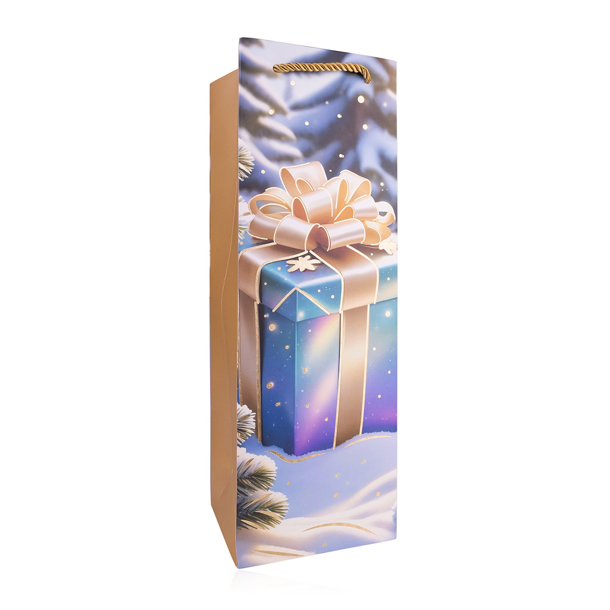 Geschenktasche XMAS BLUE/GOLD für Flaschen