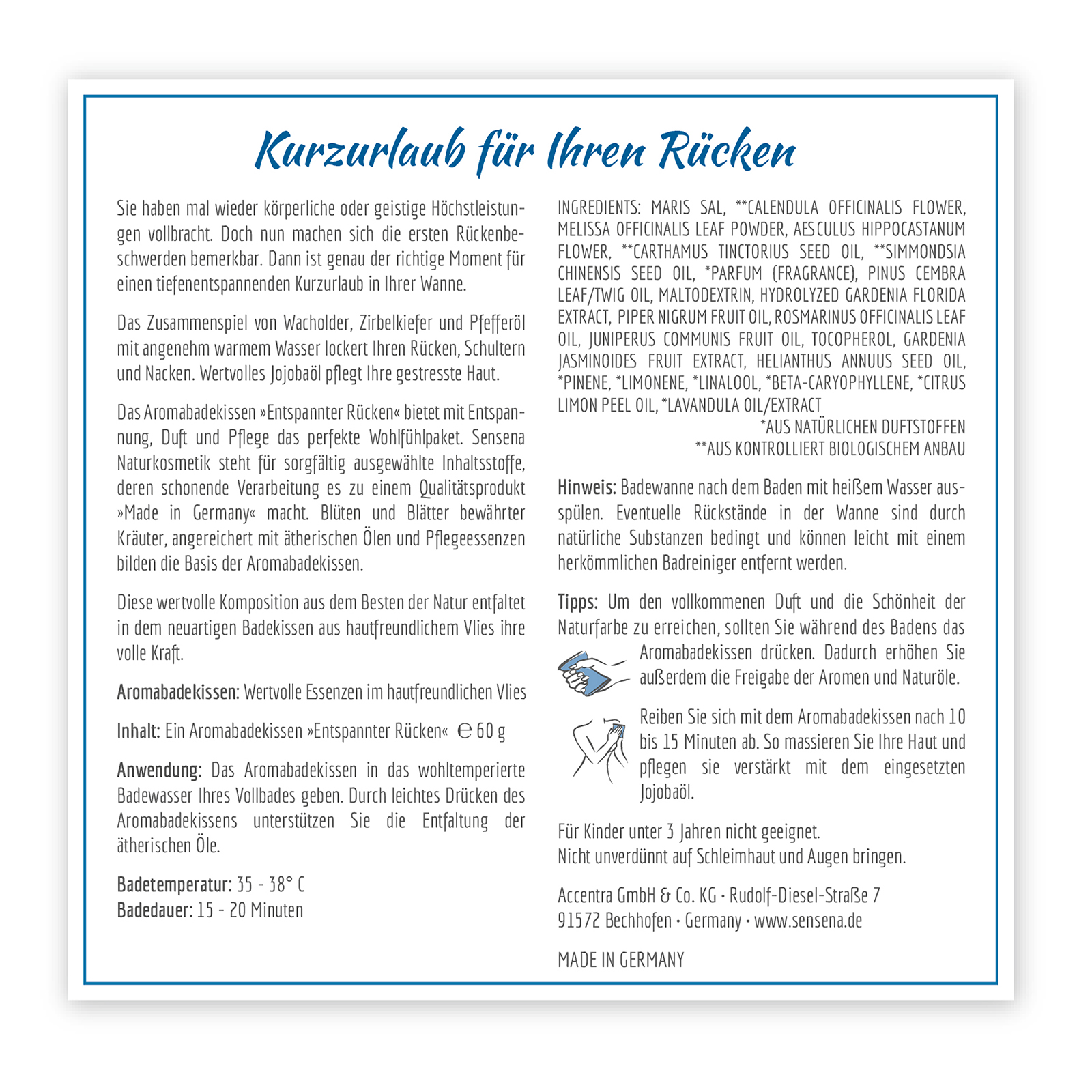 Aromabadekissen "Entspannter Rücken" sensena