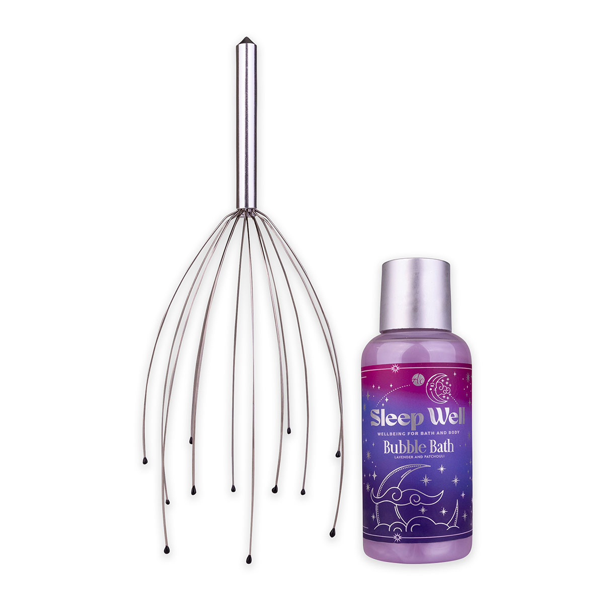 Wellness set SLEEP WELL in gift box, incl. 100ml bubble bath, head massager, fragrance: Lavender &amp; Patchouli, col. blue/purple, PU 6/12