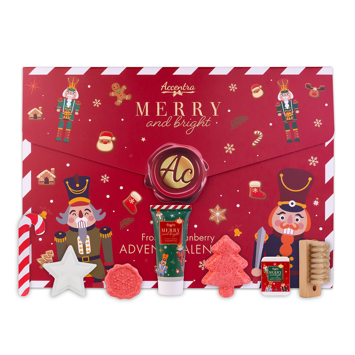 Advent calendar MERRY &amp; BRIGHT in folding box (envelope), incl. 24 surprises, size: 47 * 4.5 * 34cm, PU 6