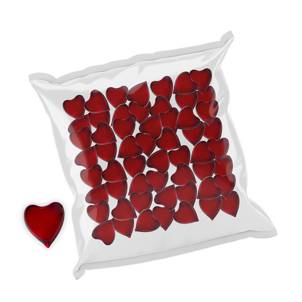 Badeperle Herz: rot-transparent