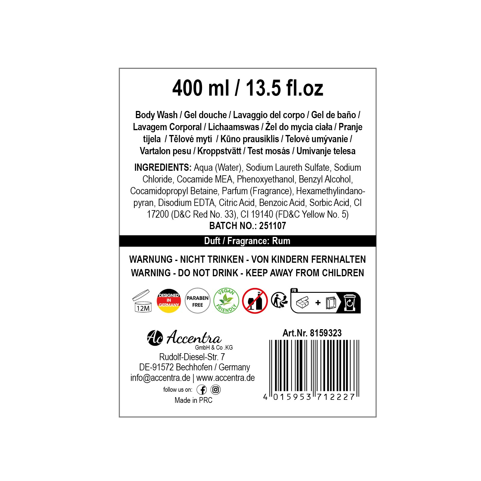 Duschgel für Männer RUM FLAVOR 