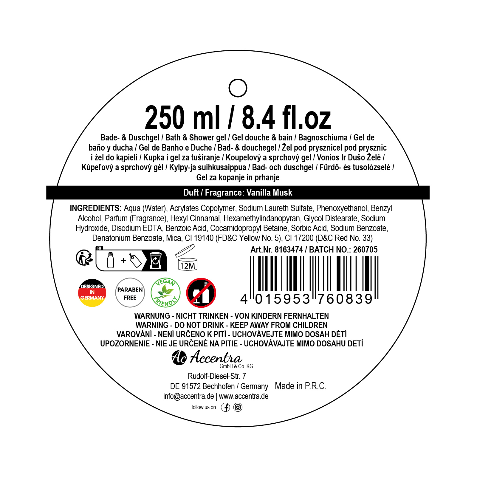 2in1 Duschgel Sektflasche WINTER GLAMOUR 