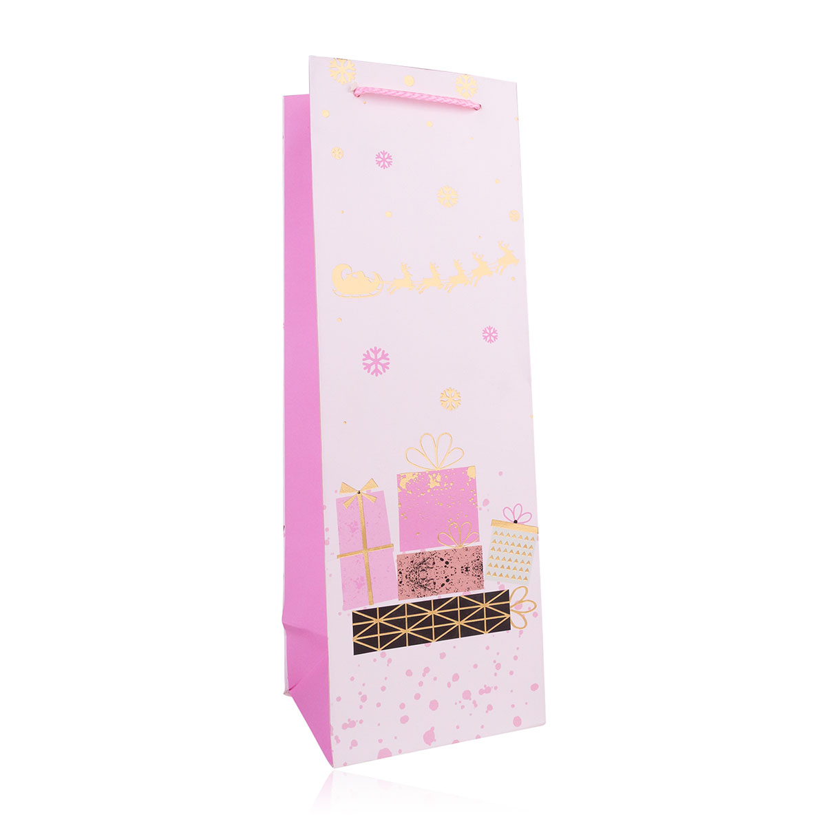 Geschenktasche XMAS PINK für Flaschen