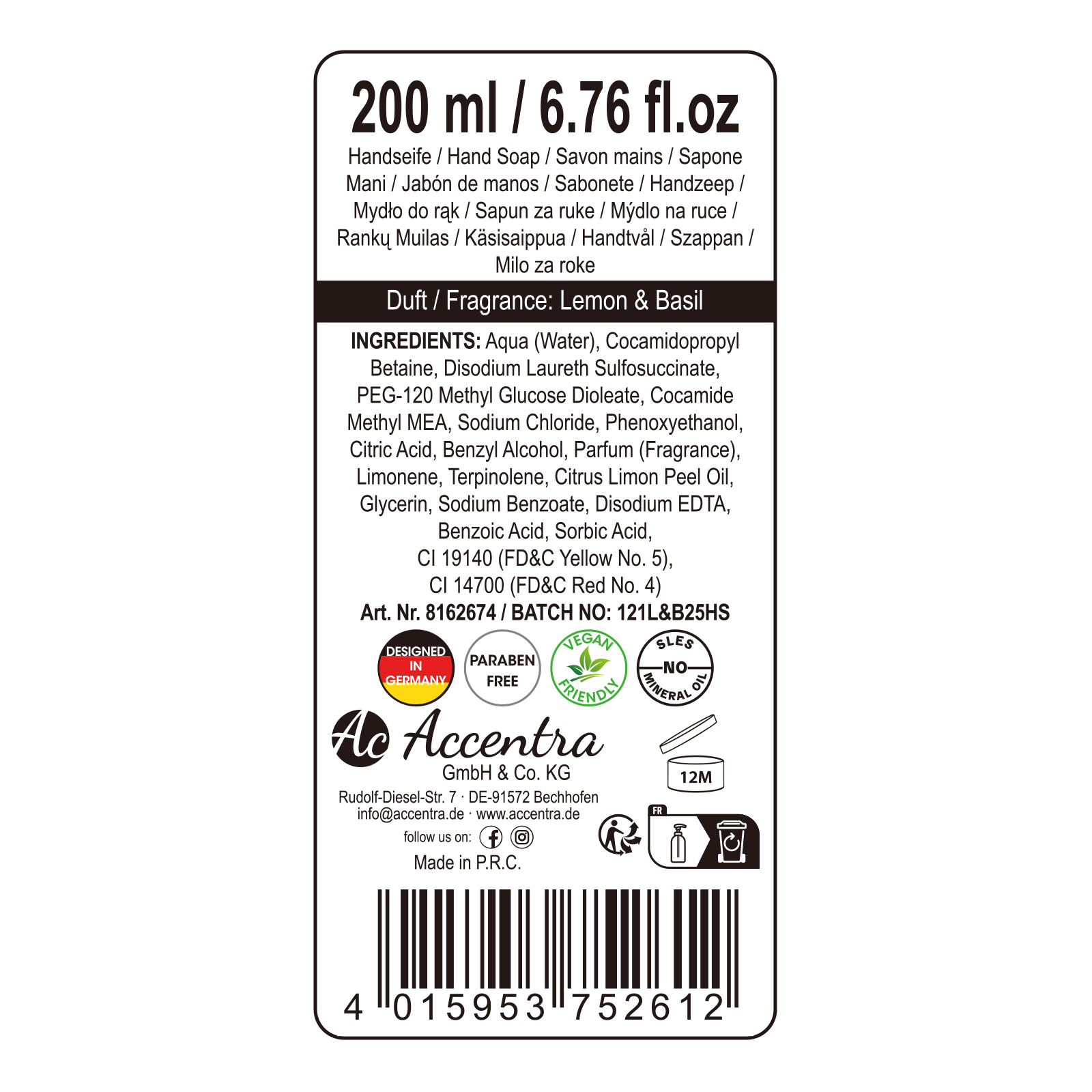 Seifenspender mit Handseife ESSENTIAL BOTANICALS 