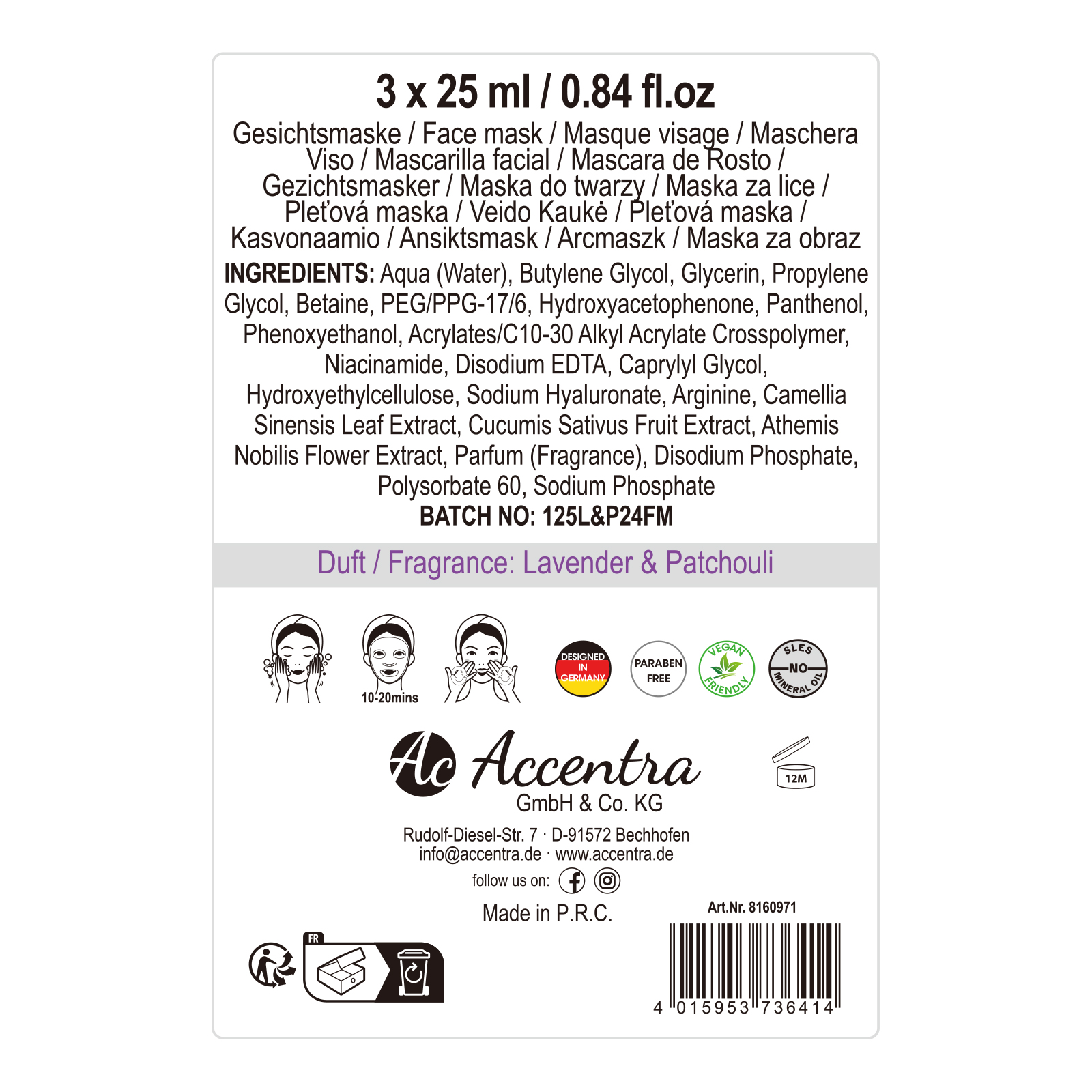 Gesichtsmasken mit Nicotinamid SLEEP WELL - WELLBEING